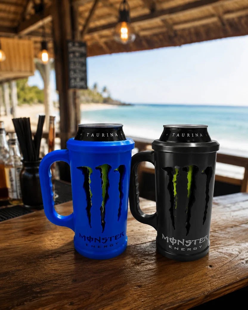 Jarro porta lata Monster Energy con llavero y abridor