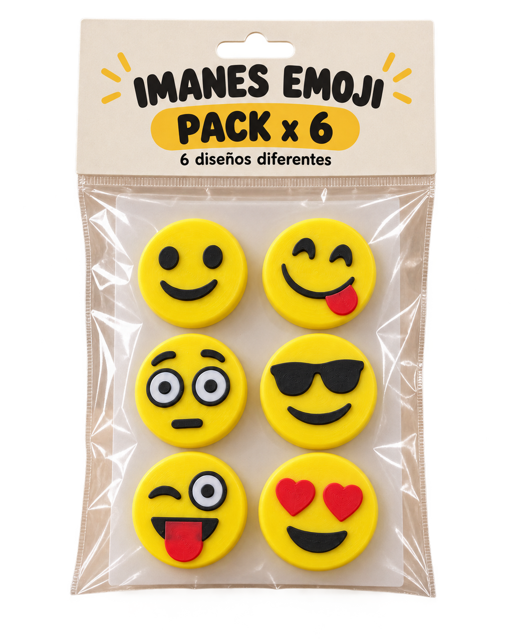 6 emojis imanes heladera Pack x 6