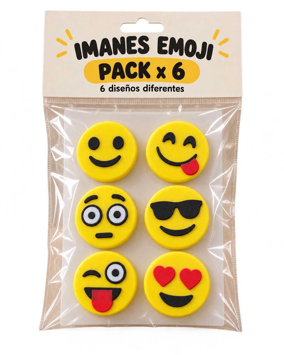 6 emojis imanes heladera Pack x 6