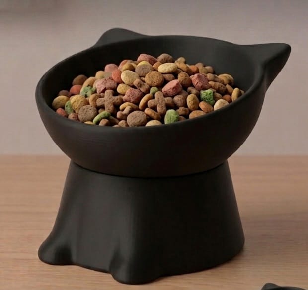 Comedero para gato personalizado negro
