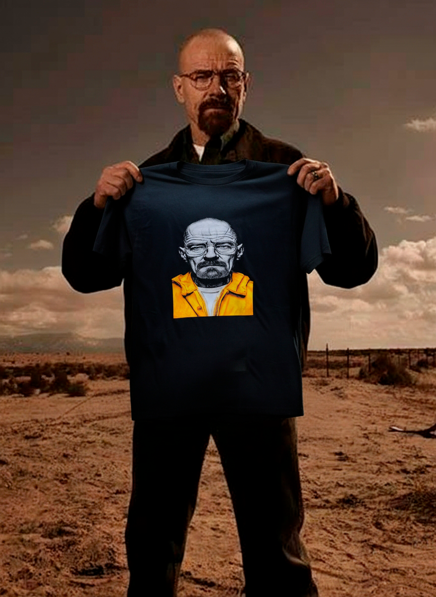 REMERA WALTER WHITE NEGRA SEMI TONO
